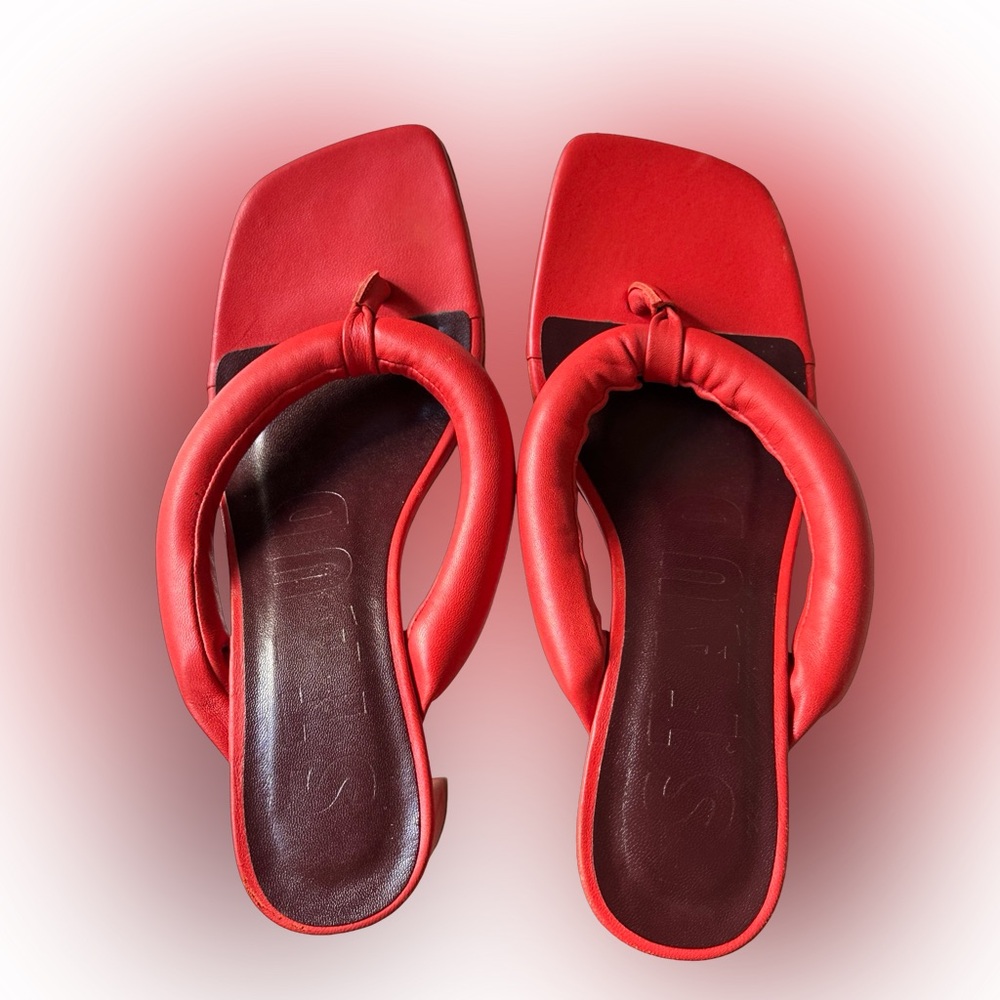 STAUD Rio 60 Puffy Leather Thong Heels